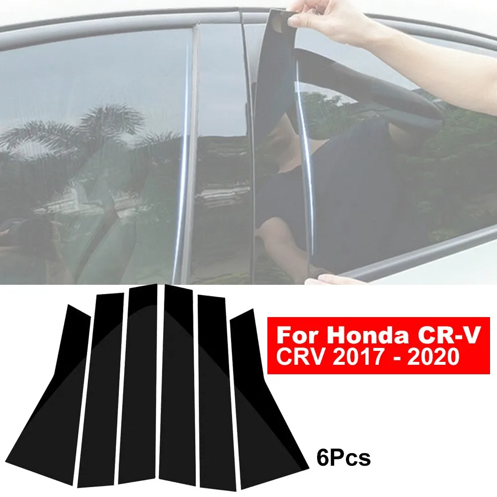 

6Pcs Gloss Black Car Door Trim Cover Kit Sticker Pillar Posts Set Fit For Honda CR-V CRV 2017 2018 2019 2020 2021 2022