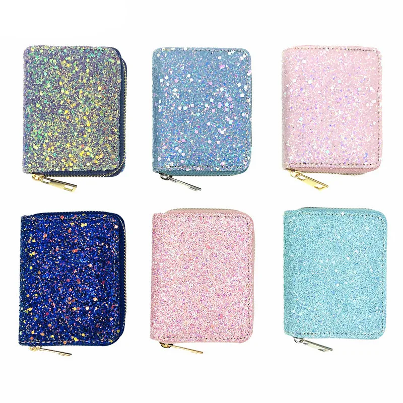 Portafoglio da donna in PU con paillettes di diamanti fluorescenti Laser portamonete da donna colorato pochette per bambini borsa da donna con