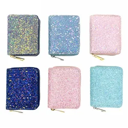 Portafoglio da donna in PU con paillettes di diamanti fluorescenti Laser portamonete da donna colorato pochette per bambini borsa da donna con cerniera corta