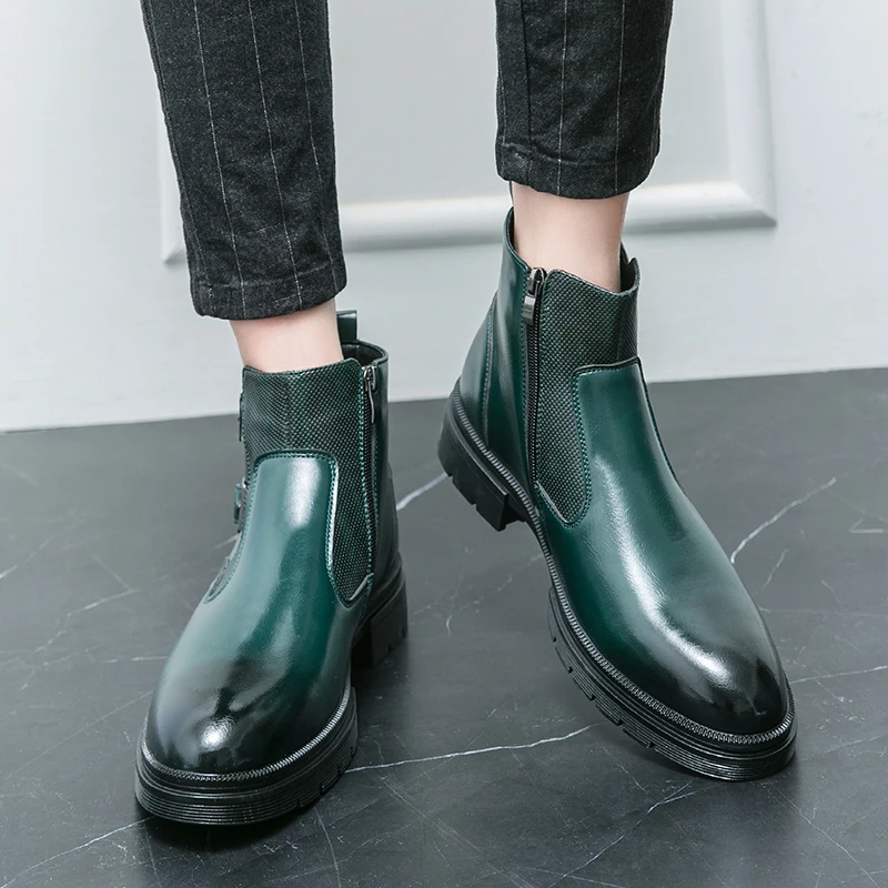 مقاس كبير 46 Doc Martens حذاء رجالي عالي الجودة بريطاني بإبزيم مزدوج سهل الارتداء من الجلد حذاء قصير ذو طابع أنيق مدبب