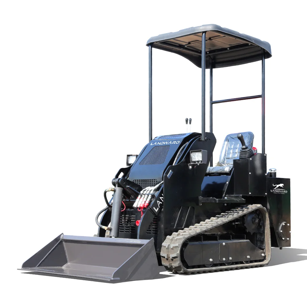 การเกษตร Mini Track Skid Steer Loader การก่อสร้างอเนกประสงค์ใช้รถตักล้อยางขนาดเล็ก Snow Shovel สิ่งที่แนบมา CE ที่กําหนดเอง