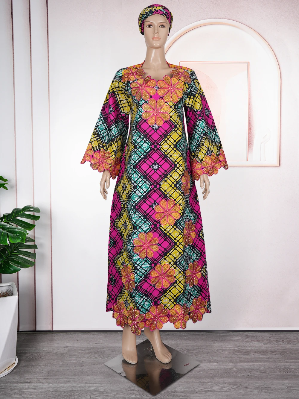 H&D African Clothing Dresses For Women Elegant Wedding Party Gown Ankara Dashiki Long Dress Roupas Bazin Riche Robes 2024