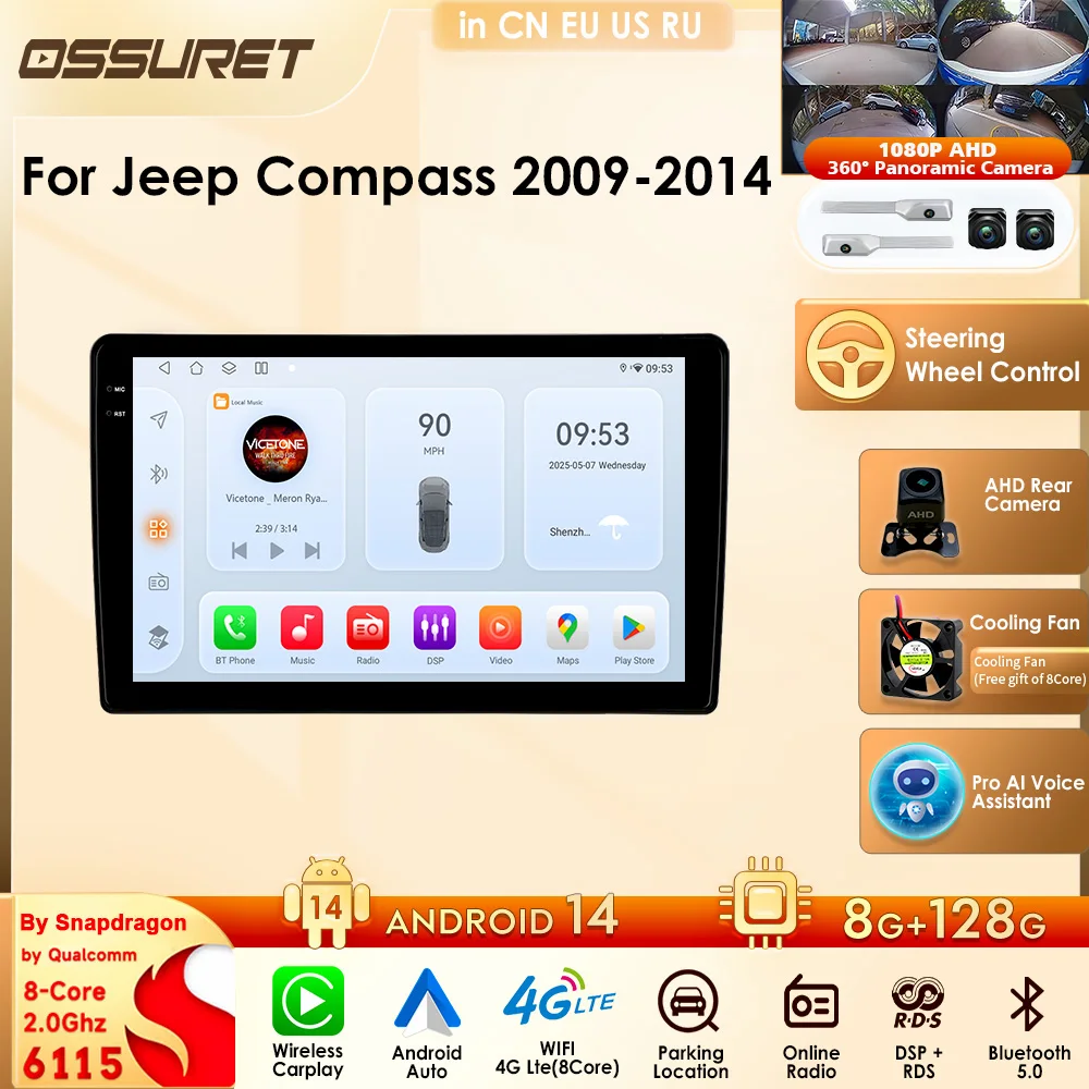 Android Auto Car Radio GPS Wifi Multimedia Video Player RDS For Jeep Wrangler/Grand Cherokee For Dodge Ram For Chrysler Sebring