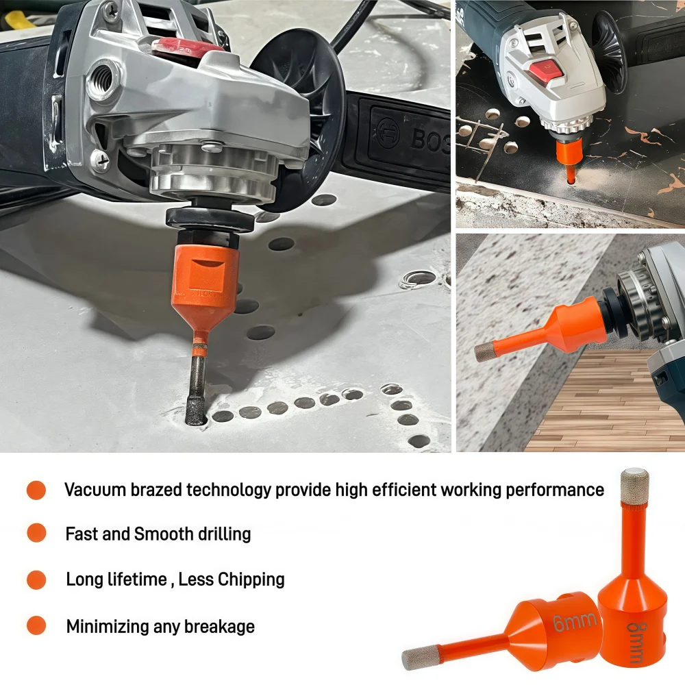 6/8/10/12mm 1 pz-4 pz Punta da trapano diamantata Piastrelle in gres porcellanato a secco Punta per nucleo in marmo Granito Marmo Foro Sega M14 Filettatura Foratura Corone