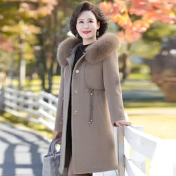 Mother's Coat Ladies 2024 Winter New Jacket Women Mink Velvet Mid-Length Outwear Wide Wife's Woolen Jackets Female Wool Overcoat