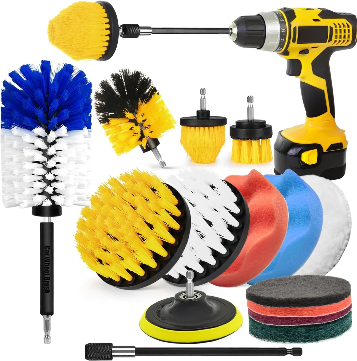 

Набор щеток для сверл, 15 шт., мягкая колесная щетка, подушечки для чистки, губка, набор для чистки автомобиля, ванны, плитки, пола, затирки, лодки
