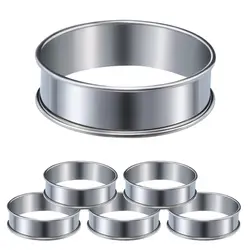 New Stainless Steel Baking Circle Cooking Rings Cookie Molds Circle Egg Ring 10cm 8cm Double Rolled Muffin Ring Kitchen