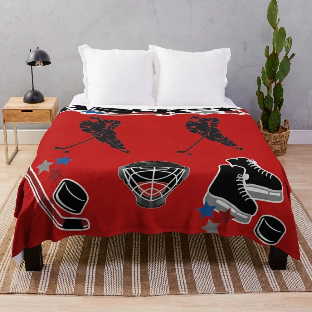 

Hockey Throw Blanket Polar Vintage Sofa Quilt Custom Blankets