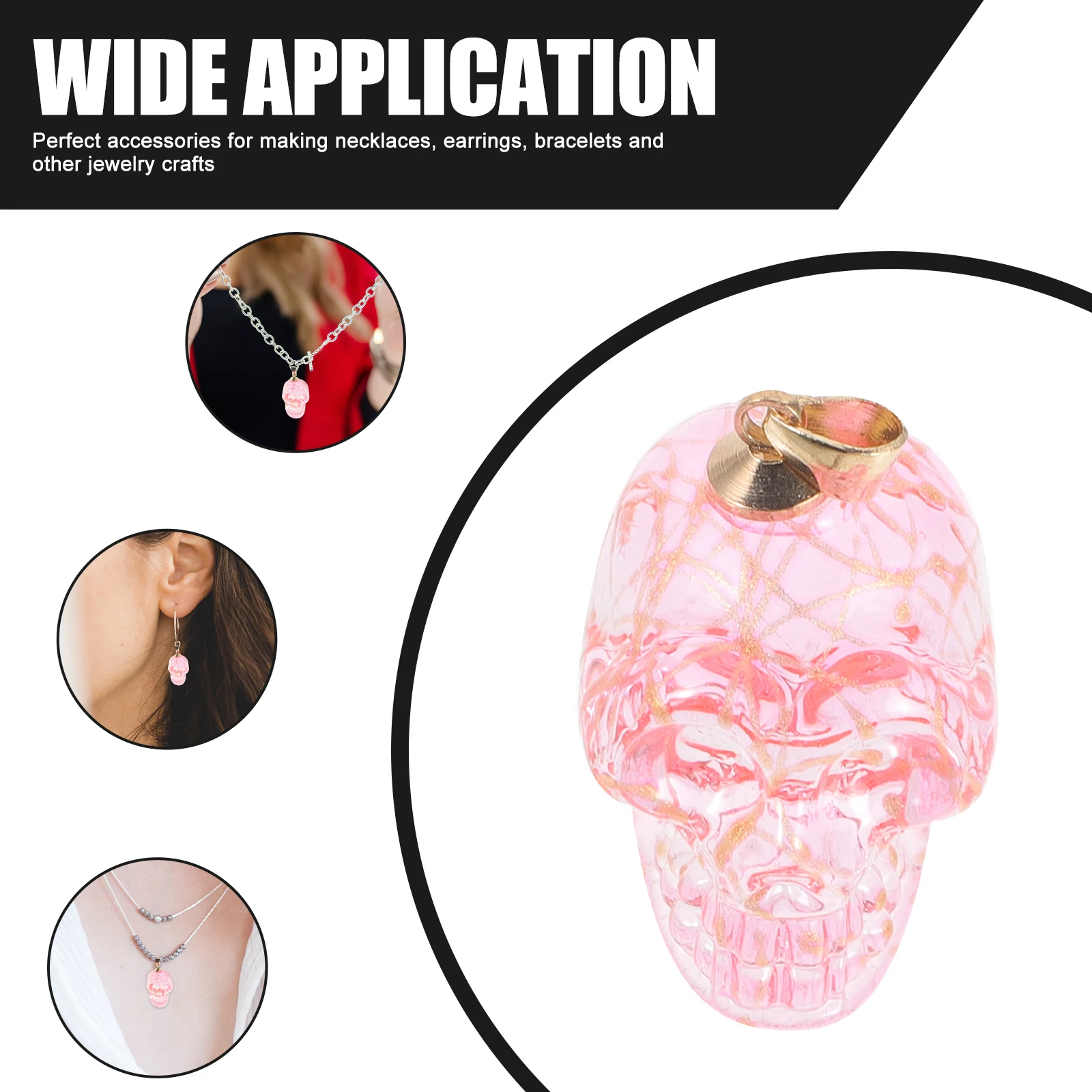 

Pendant Mini Charm For Jewelry Making Glass Skull Beads Small Skull Decor Glass Jewelry Pendant Lightweight Durable Craft