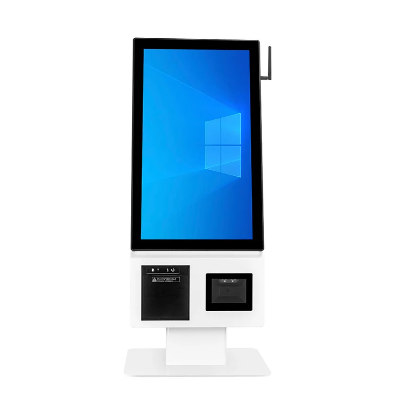 21.5 Inch Self-servce Kiosk, Windows or Android Touch Screen Self Ordering Machine, Kiosk POS with 58/80MM Printer & Scanner
