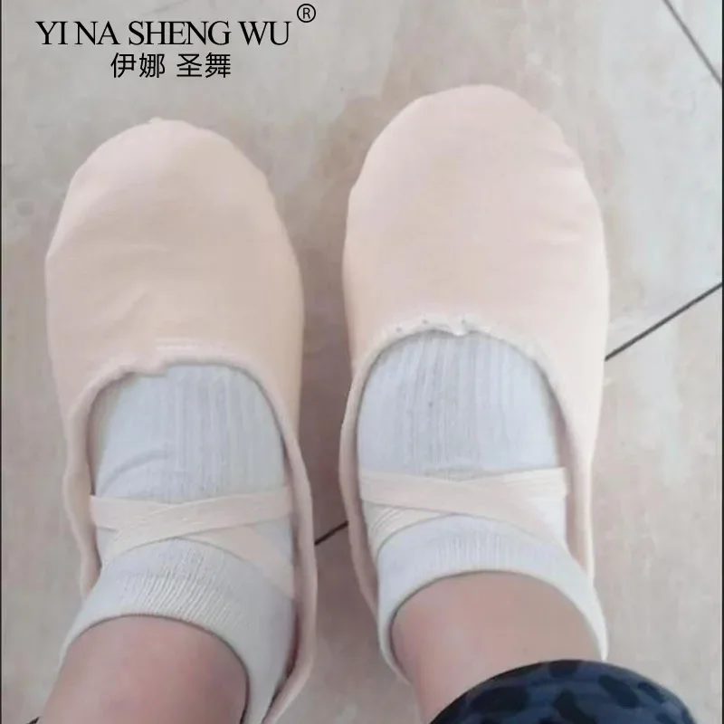 Qualidade profissional crianças chinelos de dança lona sola macia barriga yoga ginásio ballet sapatos meninas mulher homem bailarina para dar