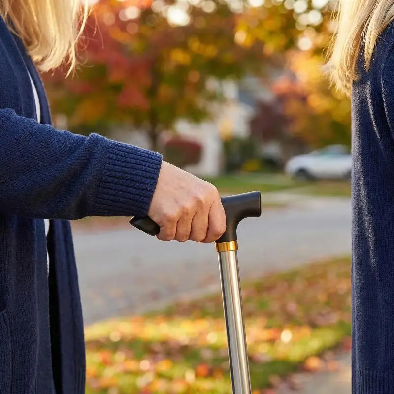 

Складная регулируемая трость для пожилых людей, легкая, с нескользящей ручкой, для мобильности, путешествий и активного отдыха