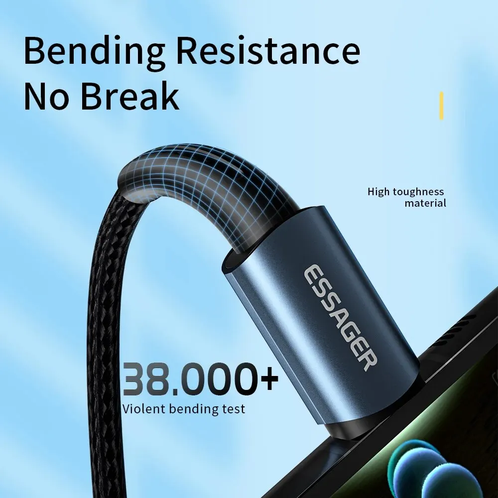 Essager PD100W C 타입 C to C 케이블, 고속 충전 휴대폰 충전 코드 와이어, 샤오미 삼성 화웨이 맥북 아이패드용