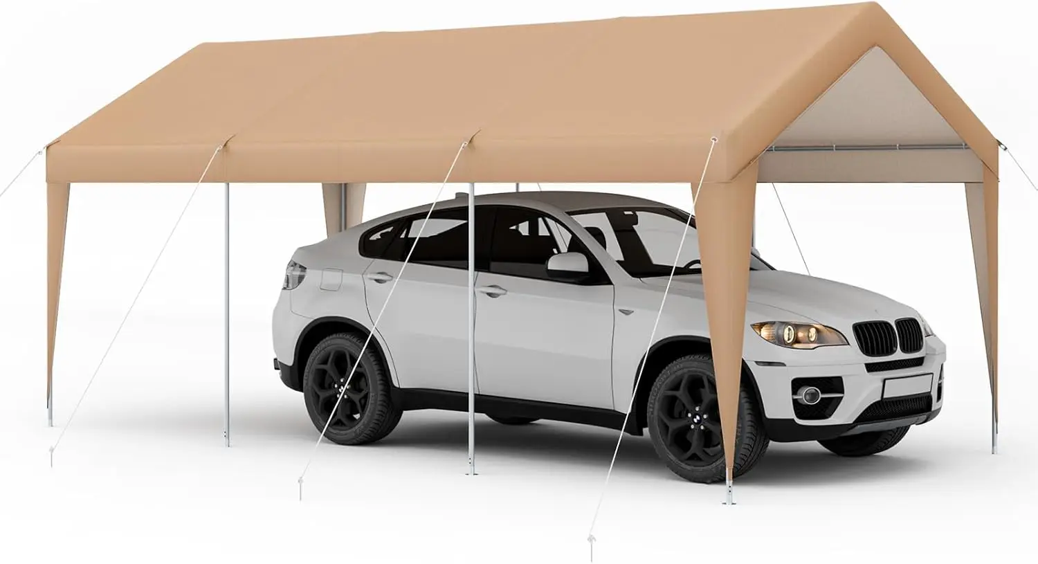 10X20 Ft Heavy-Duty Carport, Portable Garage Tent Carport With Galvanized Steel Frame, All-Season Tarp, Outdoor Car