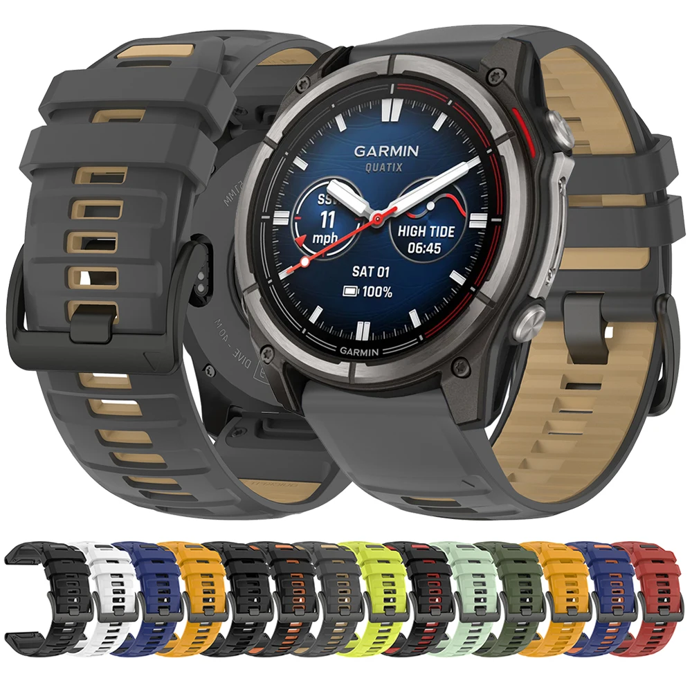 QuickFit 22mm/26mm silicone band For Garmin Quatix 8 Pro 47mm 51mm/TACTIX DELTA/D2 Mach 2/Instinct 3 45mm 50mm/Epix Pro Strap