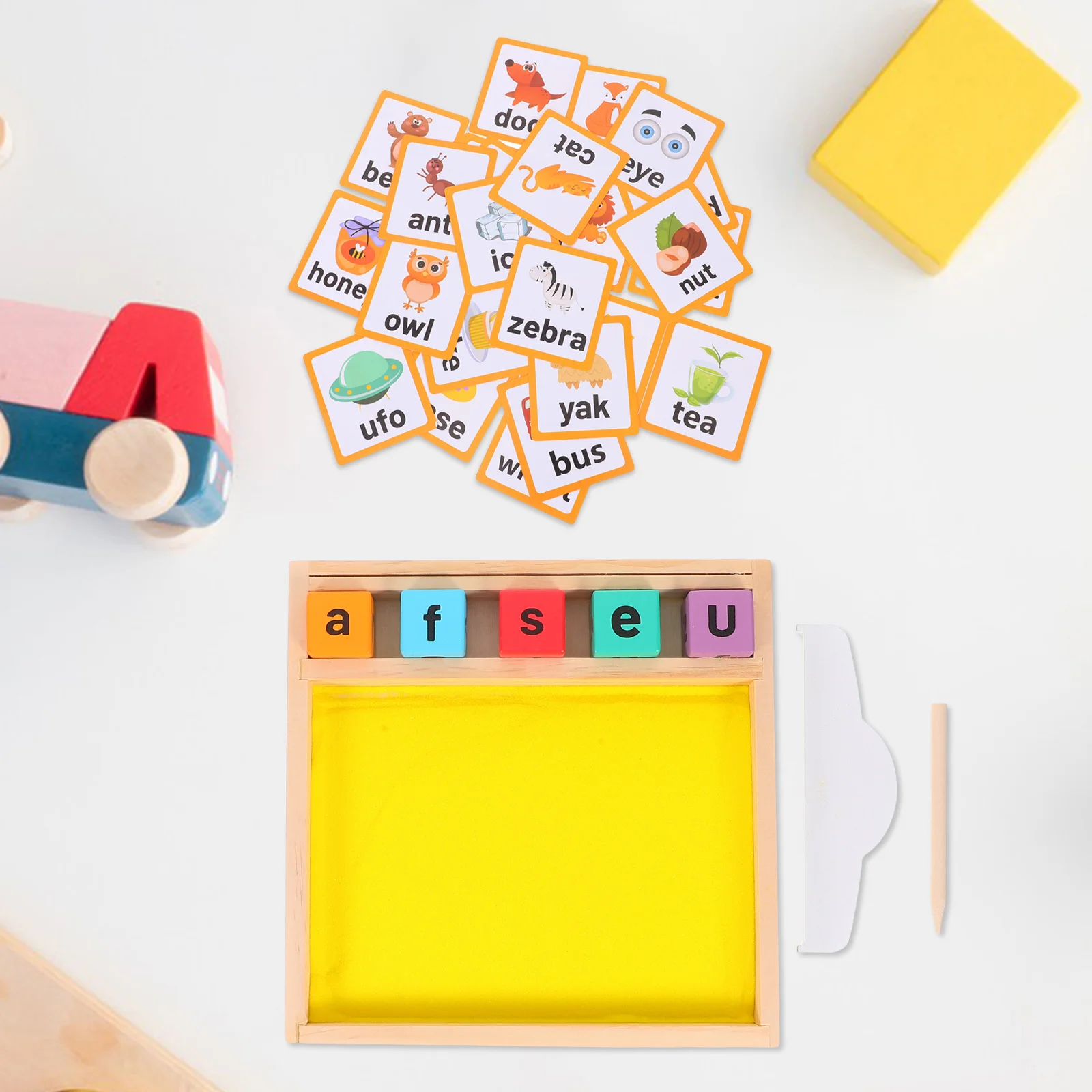 

1Set Montessori Wooden Sand Tray Sensory Writing Board Early Education Alphabet Learning Tray for Home Preschool Classroom