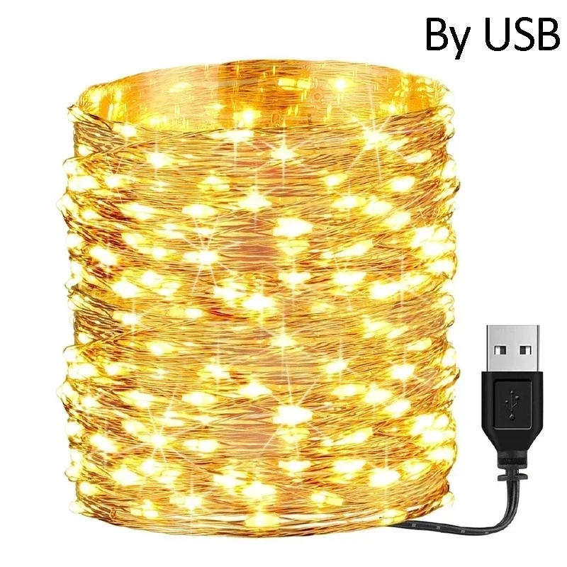 1M 10LEDs USB Waterproof Fairy Light Copper Wire Garland Lamp String Lights for Home Holiday Wedding Party Decoration Lighting