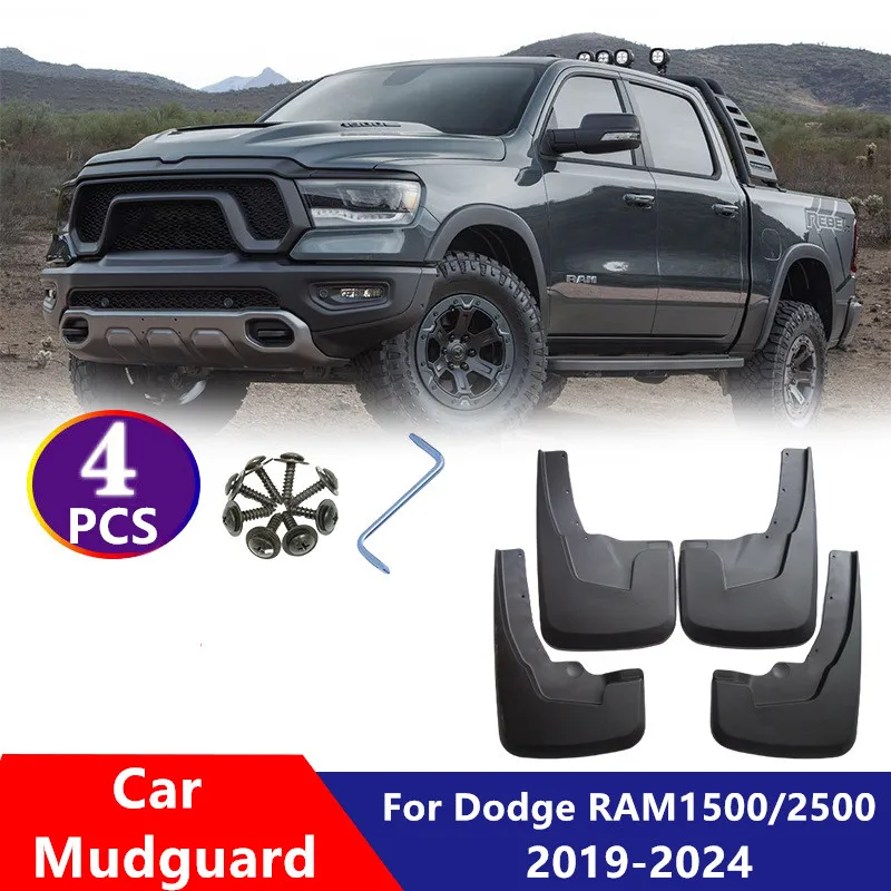 

4 Pcs MudFlaps For Dodge Ram Pickup 1500 2500 3500 2019-2023 Mudguards Splash Guards Front Rear Car Fender OEM SGDO009