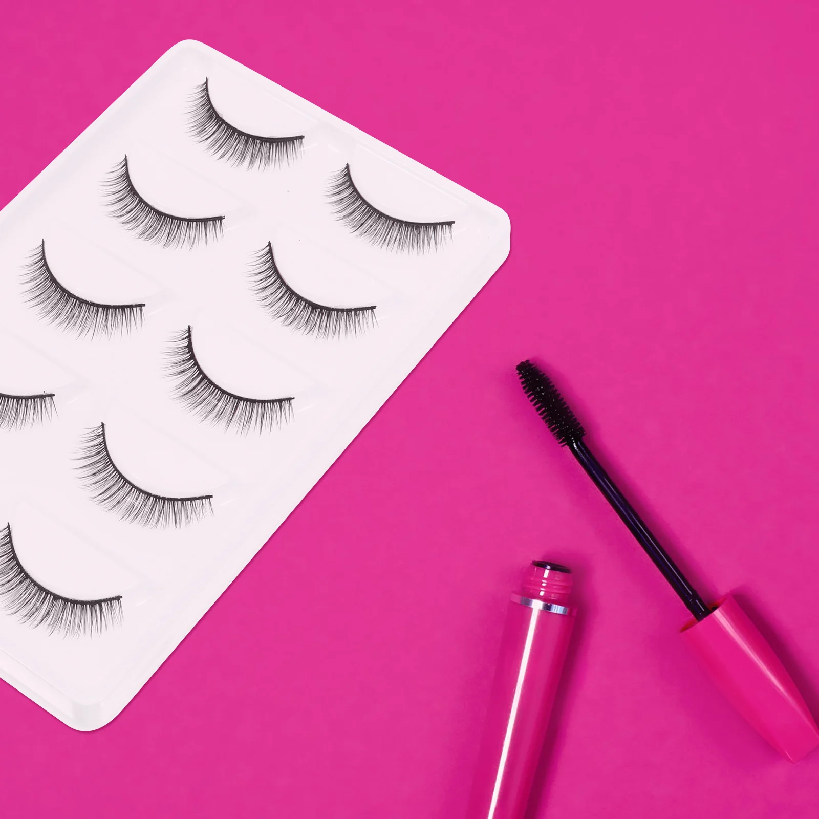 5Pairs False Eyelash Natural Look 3D Manmade Fiber Reusable Thick Eyelashes for Daily Party Makeup Fake Lashes Extension