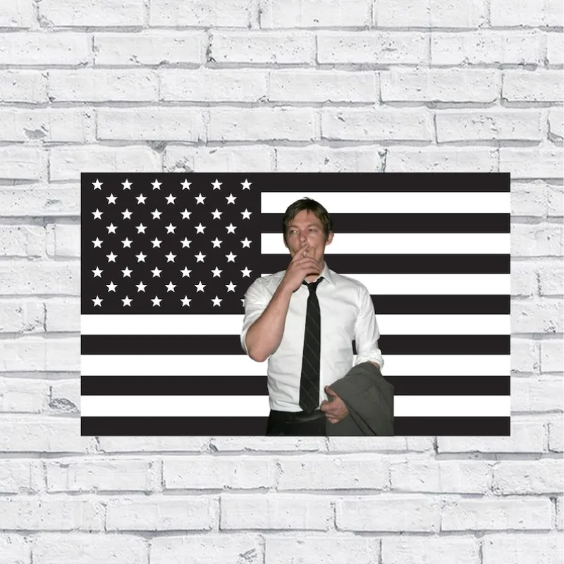 1pc of Black American Flag Tapestry Featuring Norman Reedus – Wall Art for The Actor – Decor for TV Show Bedrooms Or Dorms – a Gift for Fans of The Series (3X5 Feet)