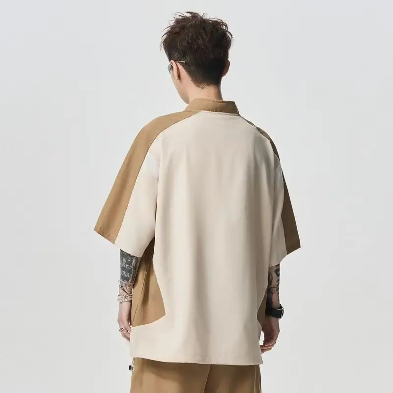 2025 جديد الرجال أسود رمادي اللون حظر تي شيرت الجبل نمط التجفيف السريع بدلة تدريب عصرية سستة طوق سترة رياضية علوية #5