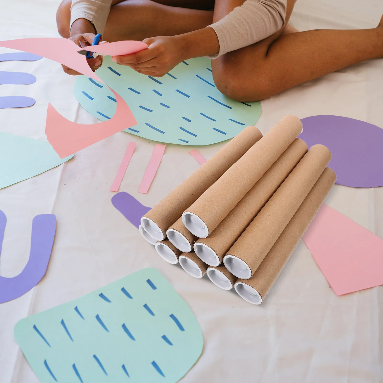 10Pcs Kraft Paper Poster Tubes for Mailing Artwork Prints Graphics Secure Closure End Caps Included Brown Cardboard Tubes