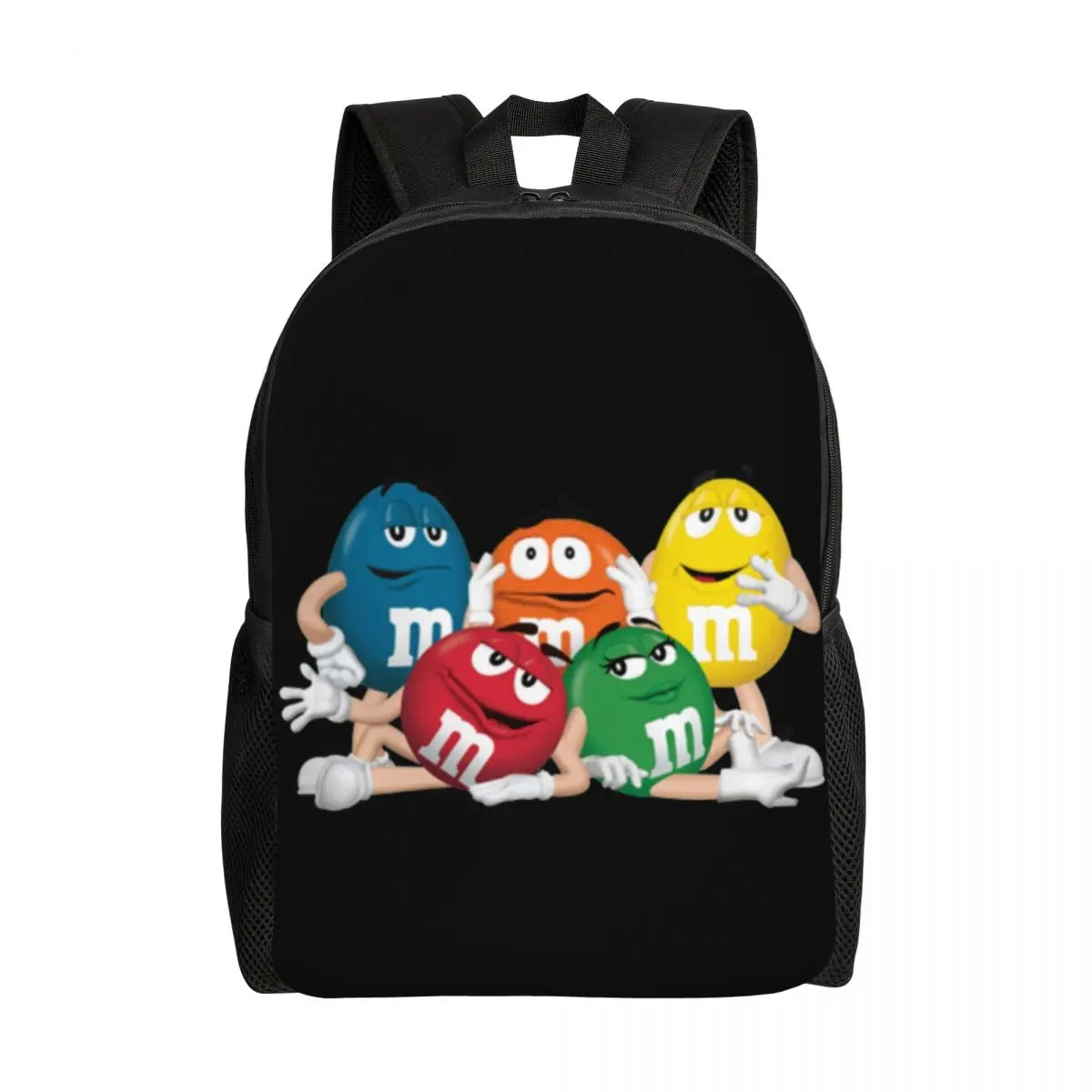 Double M-M Shaped Chocolates Backpack College School Students Bookbag Fits 15 Inch Laptop Colorful Team Candy Dessert Love Bags