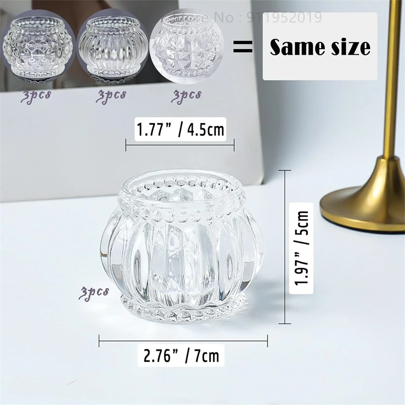 12PCS Glass Tea Light Candle Holder,Small Clear Votive Candle Holders for Table Centerpiece,Mini Short Tealight Candle Holders