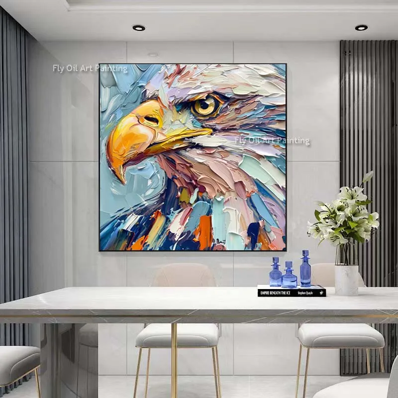 Eagle Colourful Oil Painting Shower Owl Curtain Art Creative Painting Hand Painted Modern Home Bathroom Curtains Bathroom Decor
