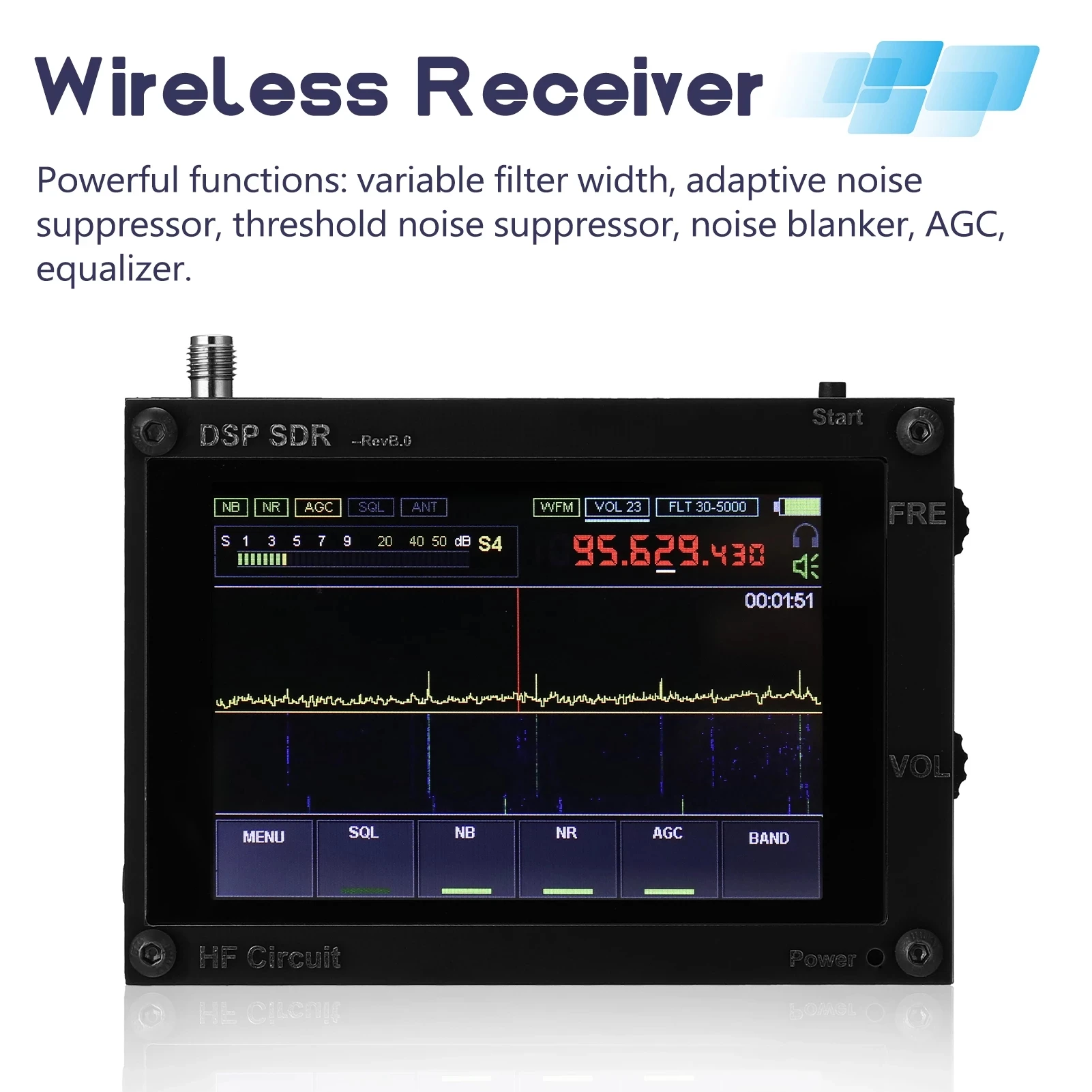 New 50K-2GHz Malachite SDR Radio Malahiteam DSP SDR HAM Receiver + LCD + Battery