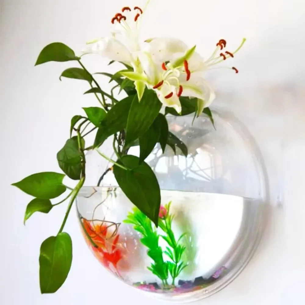 Clear Acrylic Vase Flower Plant Pot,Wall Hanging Fish Bowl,Aquarium for Fish,Fish Tanks Home Decor,Goldfish Bowl,Flower Pot