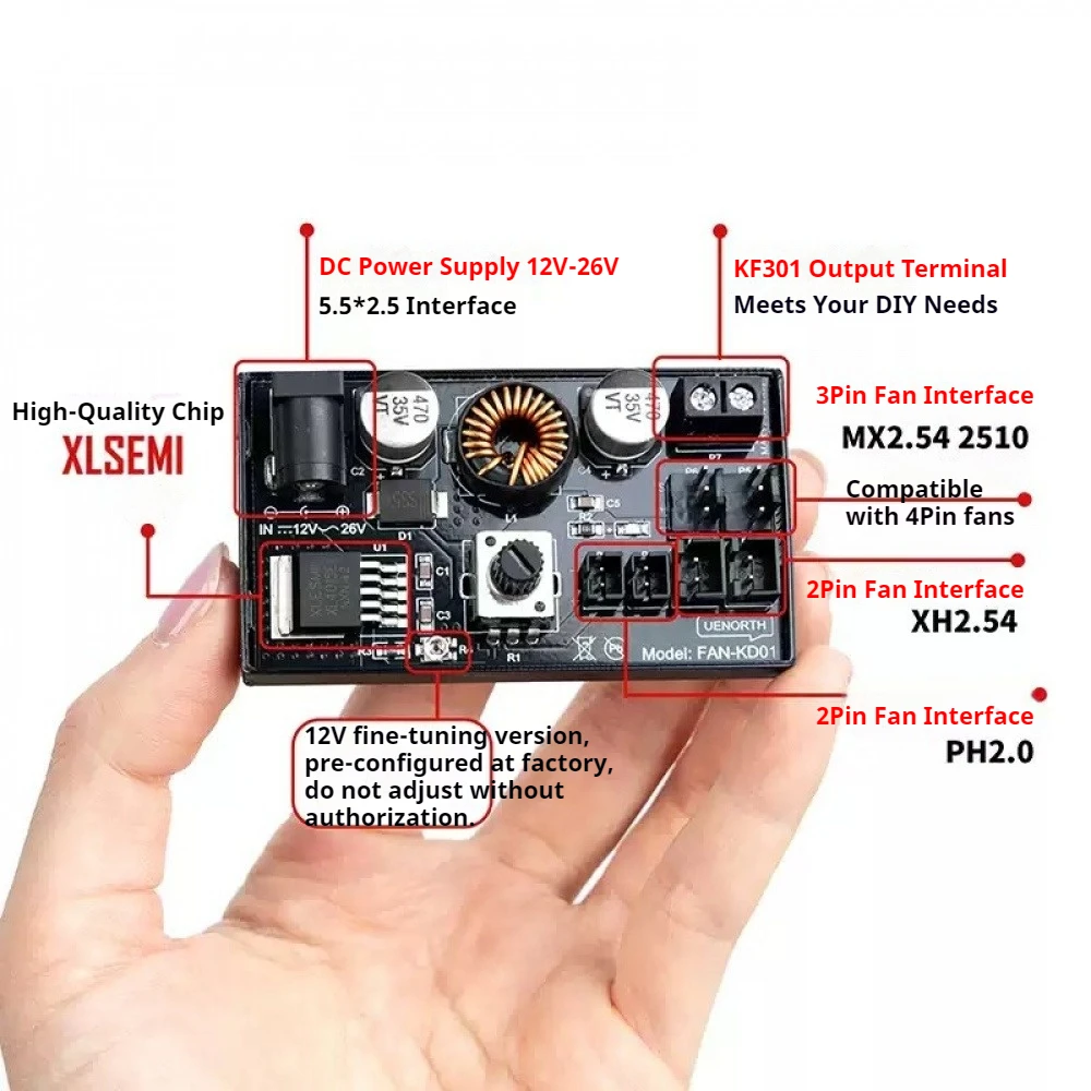 Регулятор напряжения/скорости вентилятора постоянного тока, мощное управление концентратором вентилятора, 2/3/4-линейный регулятор скорости охлаждения вентилятора, плата контроля температуры «сделай сам»