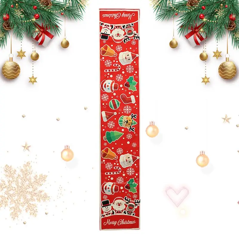 Santa Table Runner Winter Christmas Tree Table Runner 13x72inch/33x180cm Snowflake Farmhouse Table Runner Red Black Plaid Table