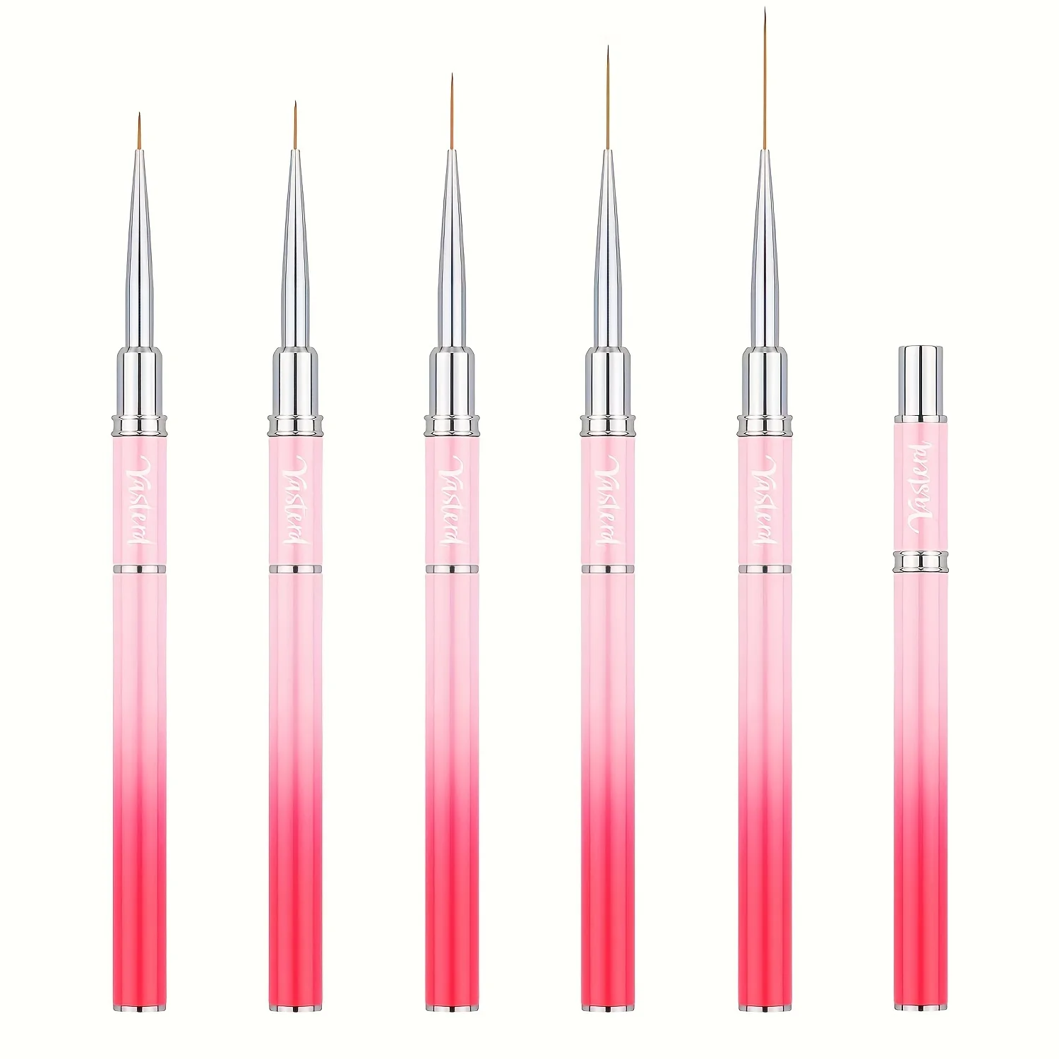 Nail Art Brushes, 5pcs Long Nail Art Line Brushes for Details, Fine Designs, Thin Nail Design Brush Set Gel Polish Painting Pens