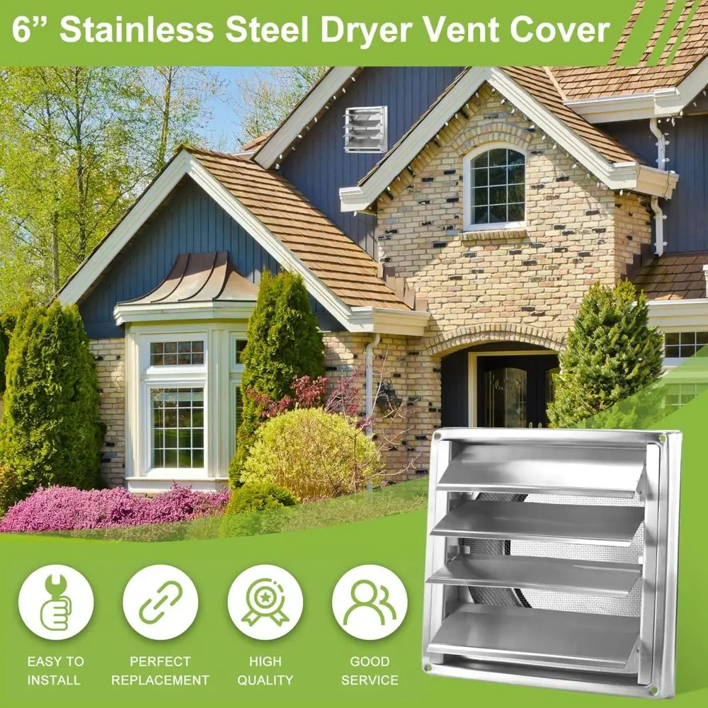 Vent Systems Stainless Steel Air Vent Duct Grill Square 100/125/150mm Fan Outlet With Screen Extractor Vent