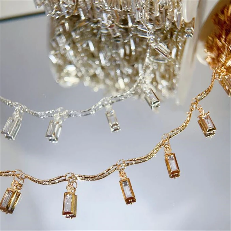 Gold Color Plated Crystal Beads Oval Link Chains For DIY Jewelry Making Copper Tassel Chain Crafts Garment Accessories Material