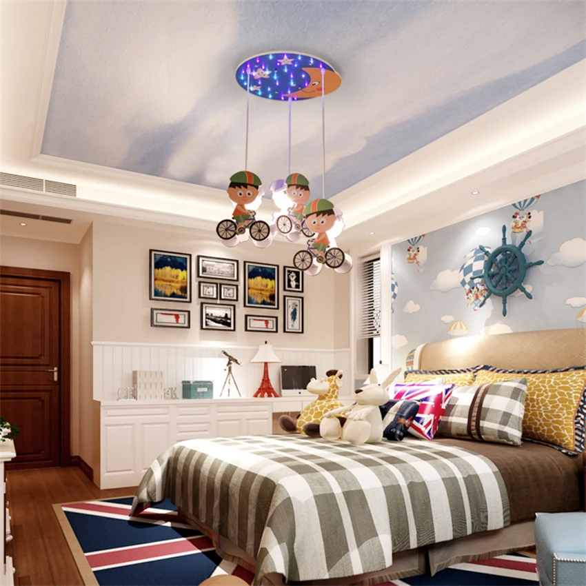 Blue helicopter E27 bulb pendant lighst kids room lamp airplane light cartoon bedroom room lamp LED energy-saving ceiling light image 4