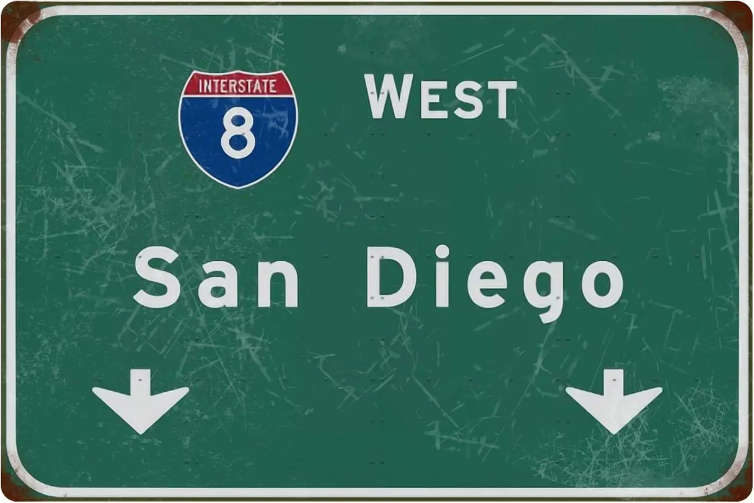 Tin Sign Vintage West San Diego Intercontinental 8 Highway Sign Indication Sign Metal Sign Airport Highway Bar Club Wall Decorat