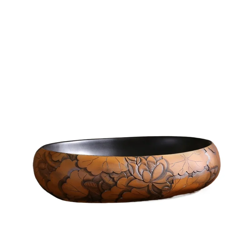 

*Oval gold pattern white Ceramic Painting Bathroom Vessel Sinks oval counter top wash basin white sink