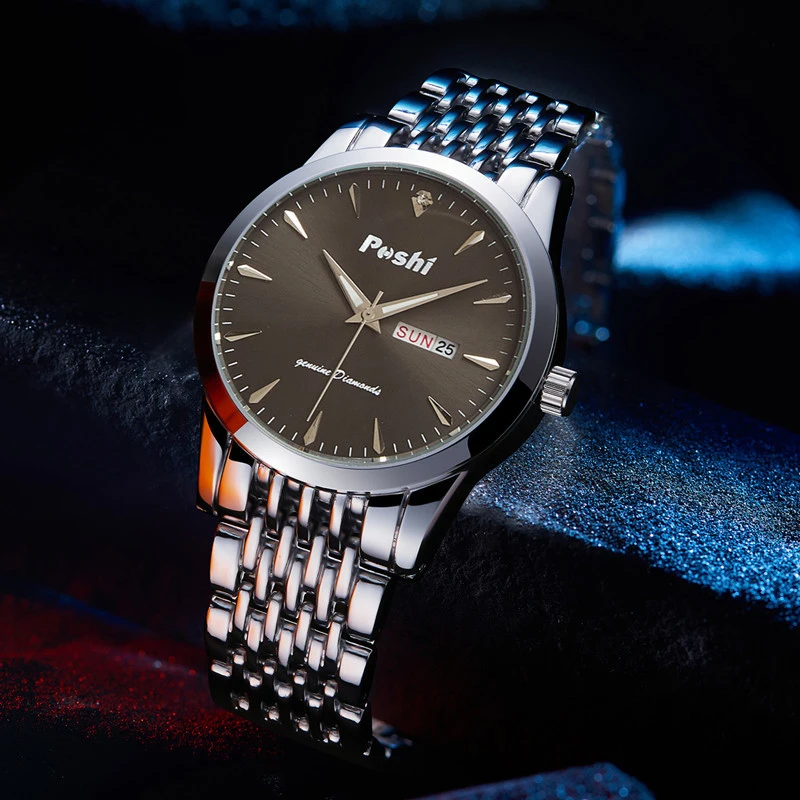 POSHI Relógio Masculino para Homem Relógios de Quartzo Relógio de Pulso Masculino Luxo Automático Mecânico Liga Pulseira Data Relógio de Negócios