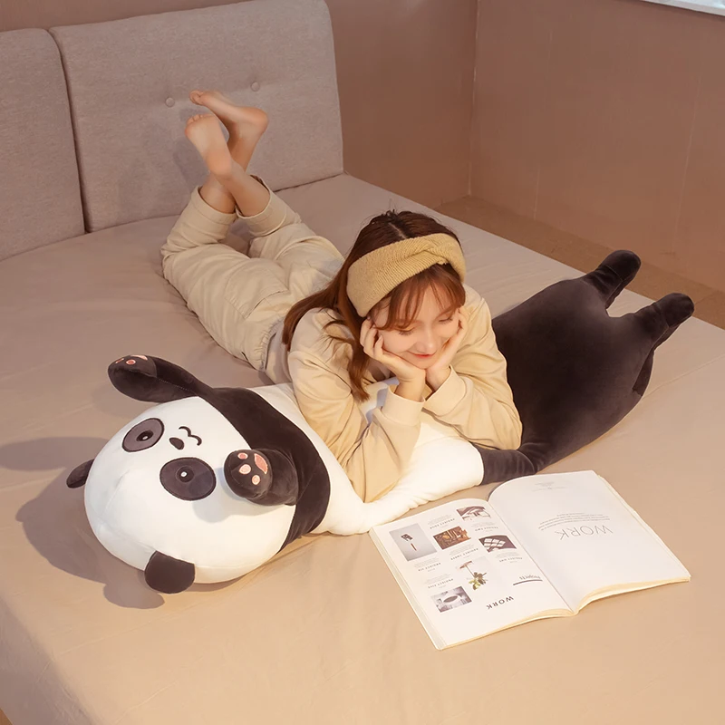 50-130cm Giant Panda Plush Toy Cylidrical Animal Bolster Pillow Koala Stuffed Plushie Sleeping Friend