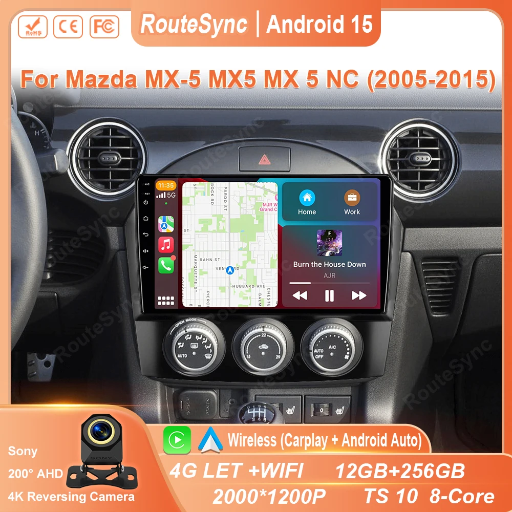 

Car Radio Multimedia Video Player For Mazda MX-5 MX5 MX 5 NC 2005-2015 Head Unit 4G WiFi Bluetooth DSP Wireless Carplay No 2DIN