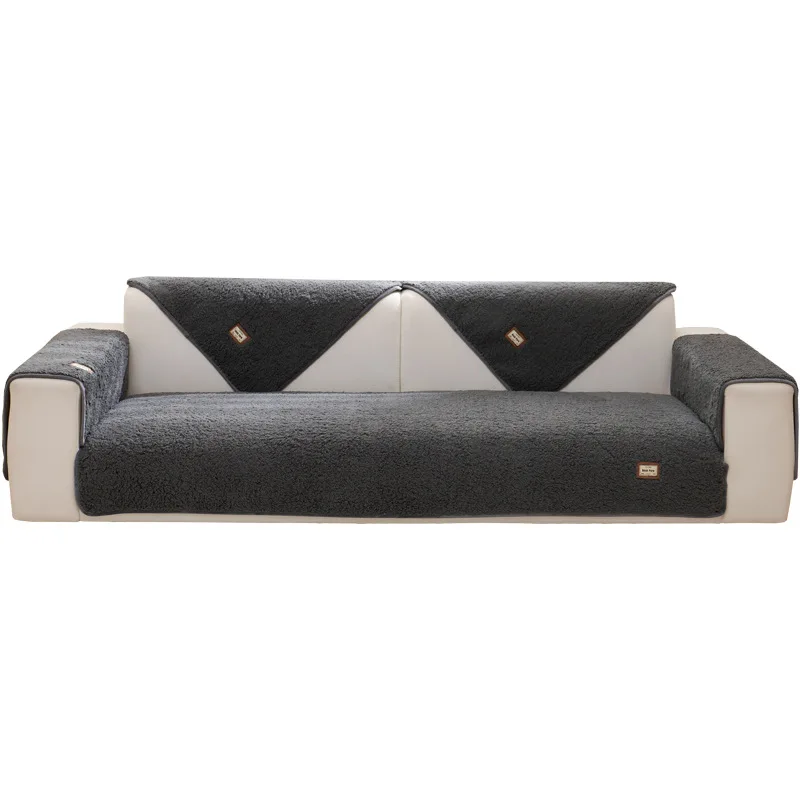 Lamb wool sofa cushion, plush seat cushion, simple cover, seat cover cloth, warm and non slip decoration, protective seat