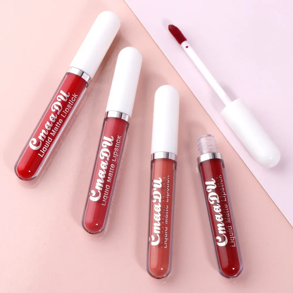 Sexy de longa duração veludo fosco brilho labial rosa batom líquido maquiagem feminina beleza vermelho copo antiaderente à prova dwaterproof água brilho labial 18 cores