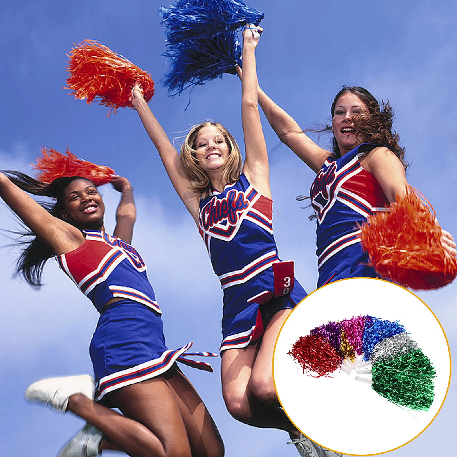 

8pcs Aerobics Flower Ball Pom Poms Colored Cheerleading Equipment Plastic Durable Sports Game Accessory Team Supplies