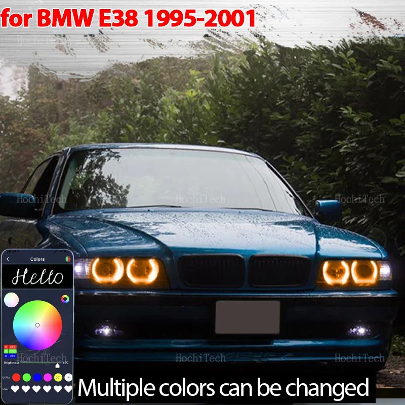 

High Quality RGB Angel Eyes Ring Kit Multi-colored Flash Remote Control Kit for BMW 7 Series E38 1995-2001 XENON Headlight