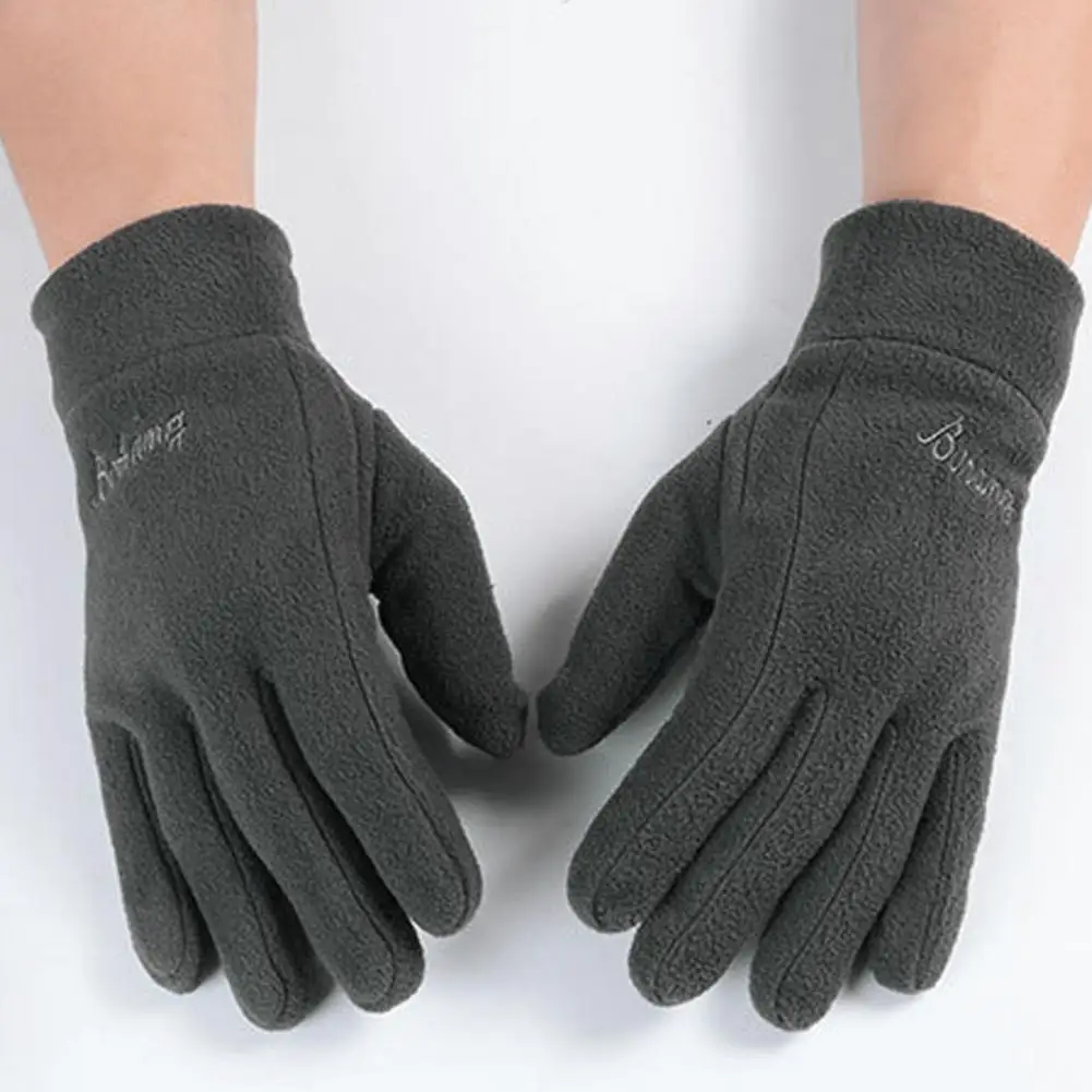 Velvet Lined Gloves Windproof Polar Fleece Gloves for Men Women Warm Outdoor Cycling Driving Gloves with Non-slip Soft Thickened