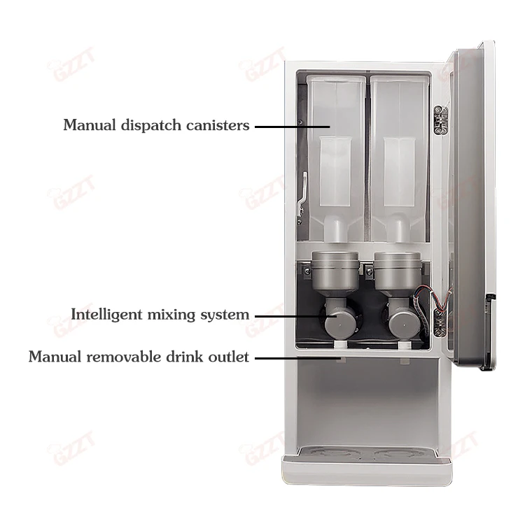 GZZT Commercial Instant Beverage Machine Vending Machine Coffee Maker 2 Buckets Soy Milk/Coffee/Milk Tea/Hot Chocolate 220-240V