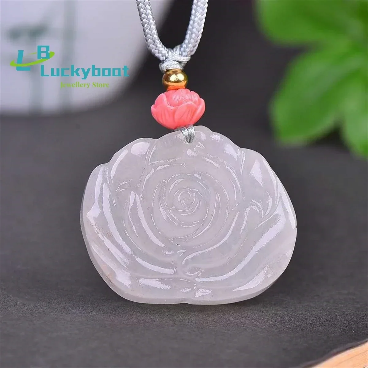 Natural Gold Silk Jade Auspicious Flower Pendant Simple and Generous Personality Exquisite Fashion Versatile for Men and Women