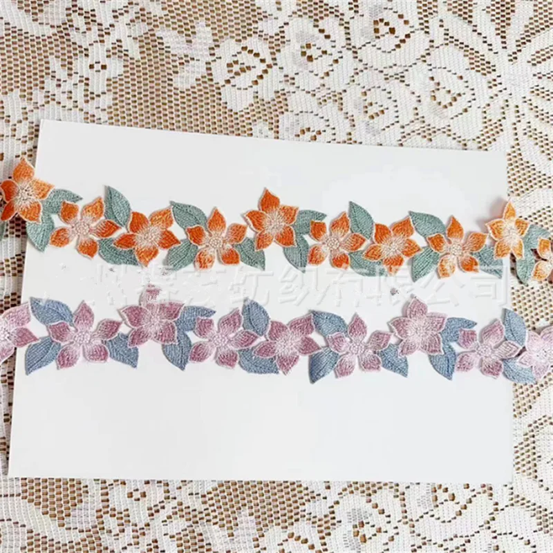 

10Yards 5.5cm Wide Purple Orange Flower Venise Diy Venice Lace Clothing Accessories Of Various Garment,Bra.Skirt Underwear